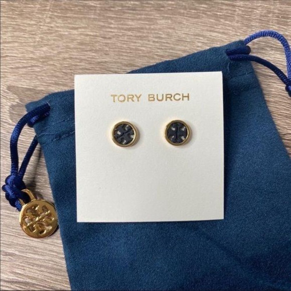 NWT Tory Burch Mini Black Stud Earrings - Picture 3 of 7